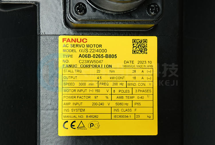 發那科外部軸電機A06B-0265-B805 αiS 22/4000 發那科外部軸電機A06B-0265-B805 αiS 22/4000